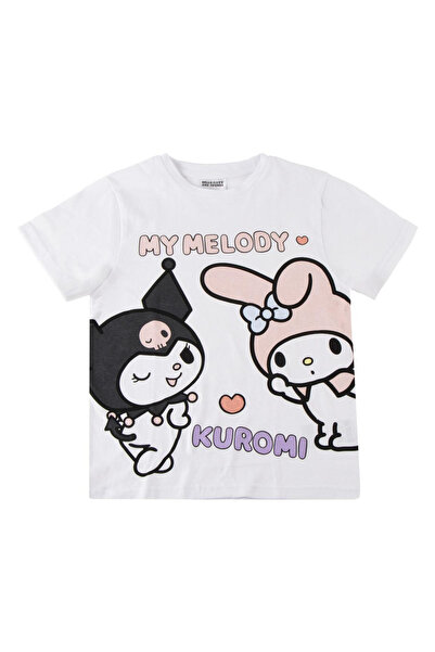 Hello Kitty Tricou cu mânecă scurtă din bumbac, pentru copii Kuromi Alb