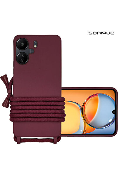 Other Sonique Back Cover Silicone 0.5mm with Strap Burgundy (Redmi 13C 4G / P...