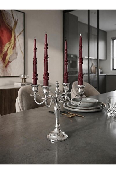 SCA CANDLE Çiçek Desenli Dekoratif Şamdan Mum 2'li Ev Dekorasyonu