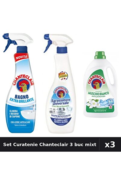 Chanteclair Set 3 Curatenie - Degresant 625ml, Universal 600ml, Detergent 1575ml