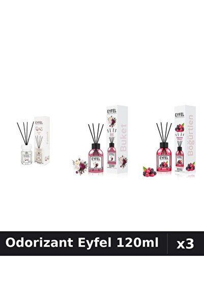 Eyfel Set 3 Odorizante Camera cu Betisoare 120ml - Bumbac, Bouquet, Fructe Pă...