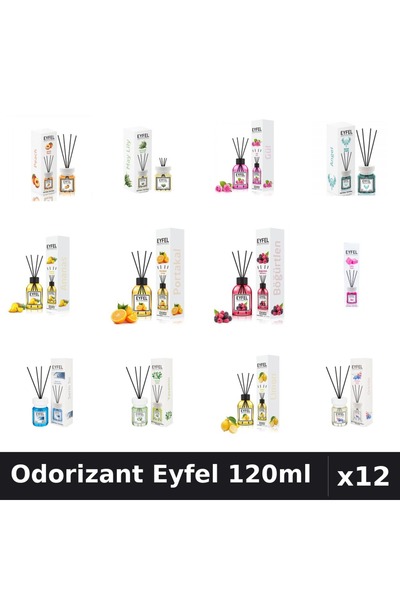 Eyfel Top Bottom Set of 12 Room Air Fresheners with Sticks - 12 Assorted Frag...