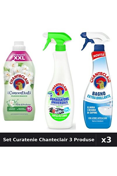 Chanteclair Set 3 Curatenie - Balsam 1800ml, Degresant 600ml, Anticalcar 625ml