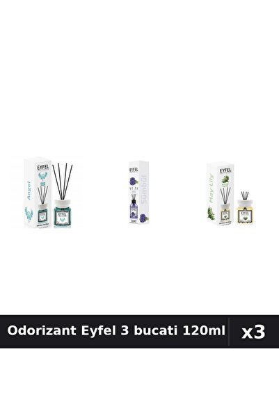 Eyfel Set 3 Odorizante Camera cu Betisoare - Angel, Zambile, Lacramioare, 120ml