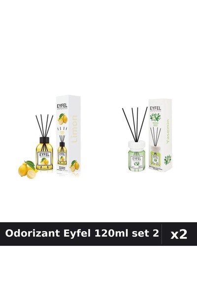 Eyfel Set 2 Odorizant Camera cu Betisoare - Lamaie, Iasomie 120ml