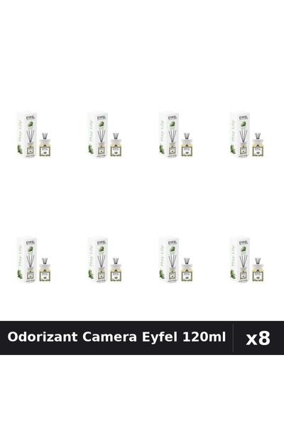 Eyfel Set 8 Odorizant Camera cu Betisoare Lacramioare 120ml - Parfum Intens