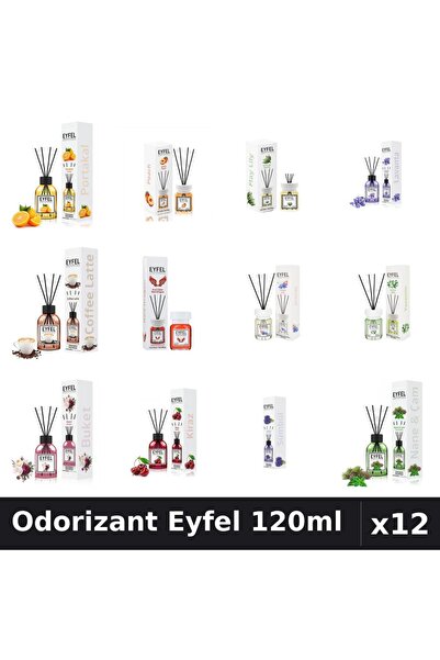 Eyfel Set 12 Odorizante Camera cu Betisoare - 12 Arome Asortate, Parfum Inten...