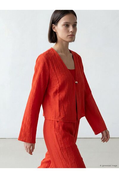 LC Waikiki Lcw Comfort V-Neck Textured Blouse