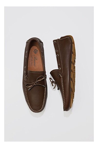 BUENO Shoes Kahverengi Flotter Deri Erkek Loafer 05ms2023