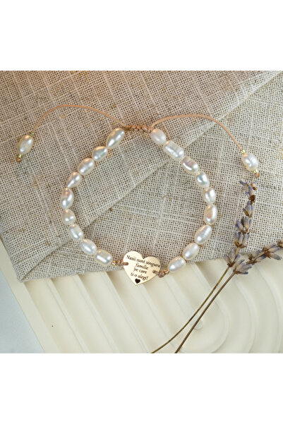 BLACK SWAN Bijoux Bratara din perle naturale de cultura si inima din aur 14K ...