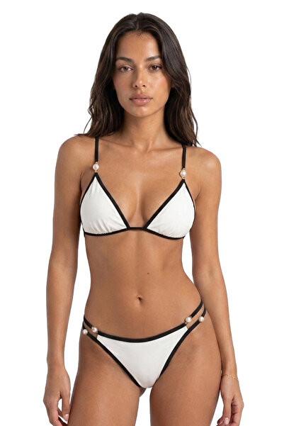 ARONA Lil Line İncili Beyaz Bikini Takımı