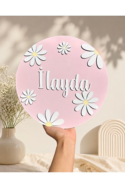 Runc Design 🌸 Kişiye Özel Ahşap Kapı Süsü | Papatya Temalı Bebek Odası Dekor...
