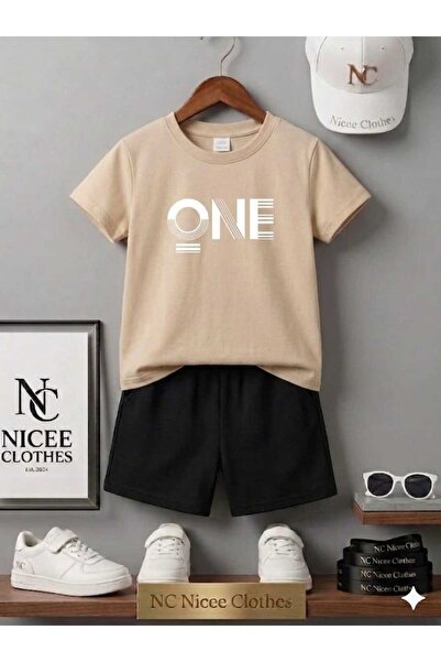NC Nicee Clothes LETNJA DEČJA MAJICA I KRATKE HLAČE UNISEKS (BELO SA JEDNIM Š...