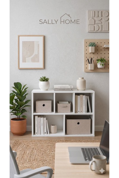 Sally Home Ahşap Çok Amaçlı Bölmeli Düzenleyici Raf & Kitaplık, Ofis ve Çocuk...