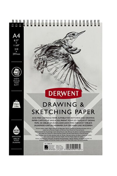 Derwent Spiral Sketch and Drawing Notebook A4 30 Sheets 165g Professional
