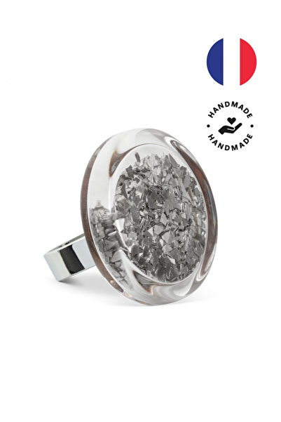 Pylones Cachou Medium Paillettes Silver Cam Ring