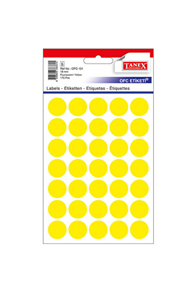 Tanex ROUND LABELS 19MM YELLOW 175/ROLL