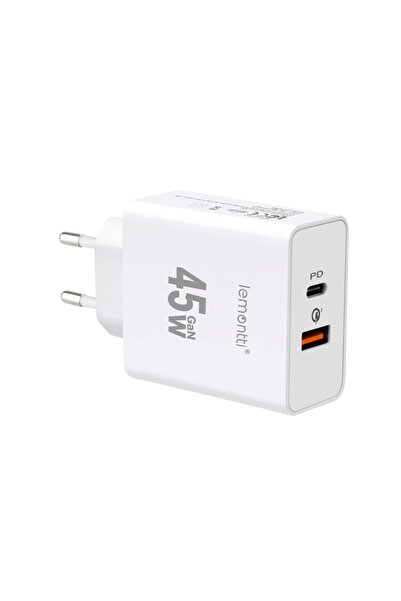 lemontti Încărcător de rețea GaN cu încărcare rapidă 45W, 1 x PD Type-C + 1 x...