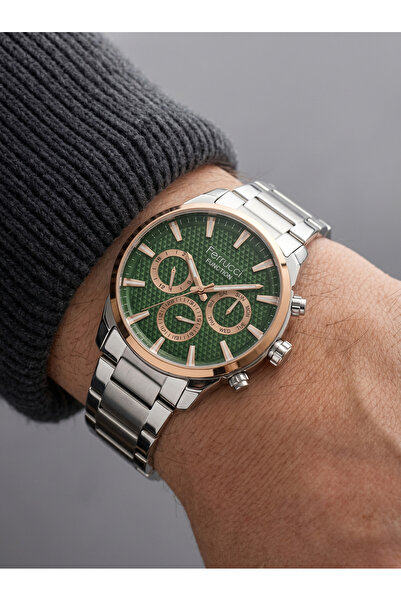 Ferrucci Function Green Dial Calendar Multifunctional Dual Color Men's Wristw...