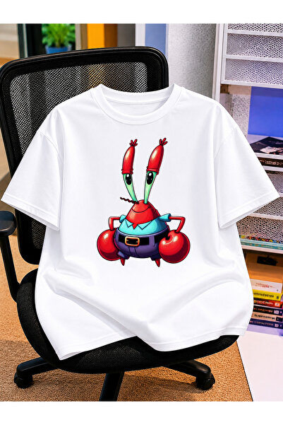 VODEXA Tricou oversize unisex CRAB KRS imprimat 100% bumbac, croială conforta...