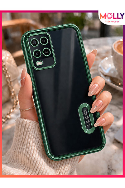Molly OPPO A54 İçin Kenarları Metalik Yeşil Lens Koruyuculu Lou Lazer Şeffaf ...