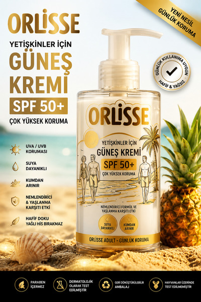 Orlisse Spf 50+ Sunscreen Very High Protection for Adults Water Resistant 200 ml