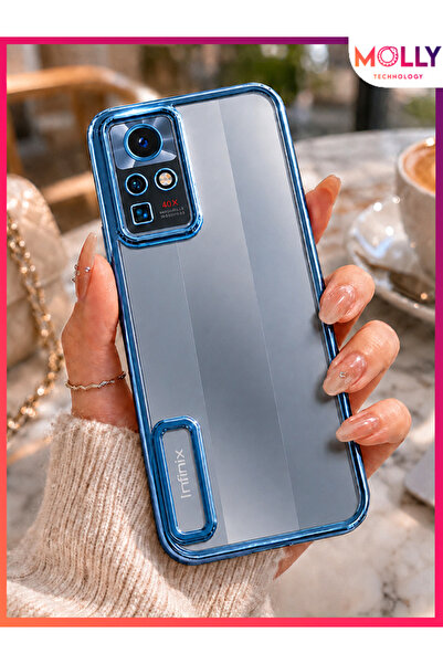 Molly İNFİNİX ZERO X PRO İçin Kenarları Metalik Sierra Blue Lens Koruyuculu L...