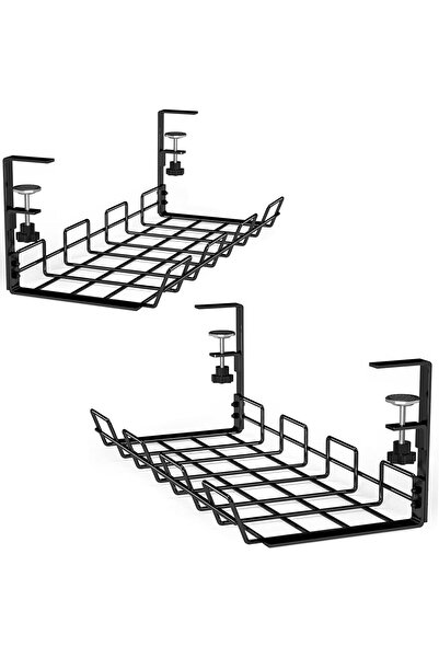 Arabest 2 Pack Under Desk Cable Management Tray,No-Drill,Sturdy Metal Cord Or...