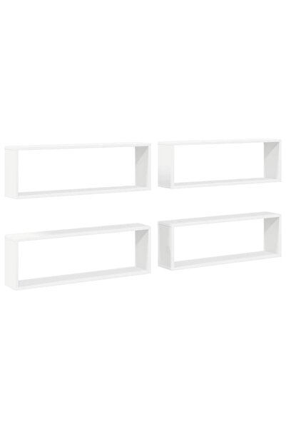 vidaxl Rafturi de perete cub, 4 buc., alb, 80x15x26,5cm lemn prelucrat