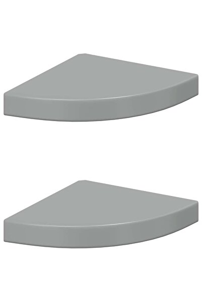 vidaxl Rafturi colț perete, 2 buc., gri extralucios, 25x25x3,8 cm, MDF