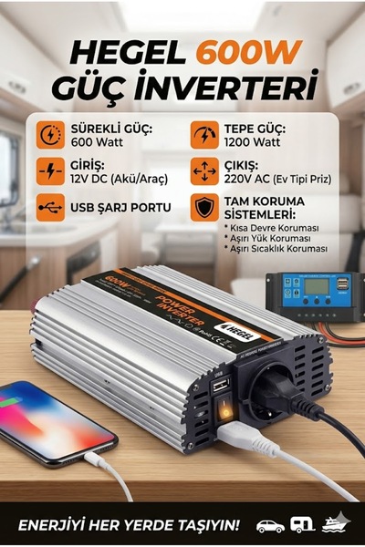 Hegel 600 Watt 12V Modifiye Sinüs İnverter | Kamp ve Karavan Güç Çevirici