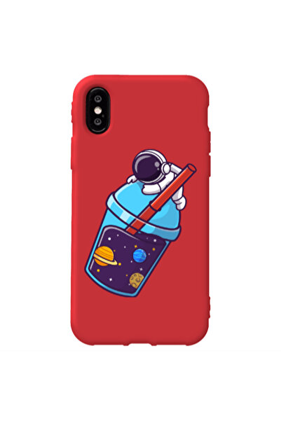 Other Apple iPhone Xs Max Longing in space Red Colored Silicone TPU Θήκη