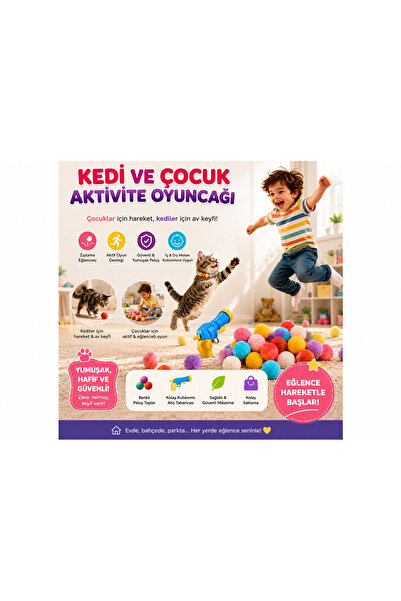 VETUGEN Colorful Plush Balls and Ball Launcher Set