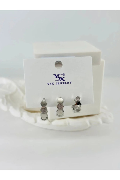 Marsilyan Nvdn- Ieg - Zircon Stone Triple Combination Earrings Iegrs-Nvdn1