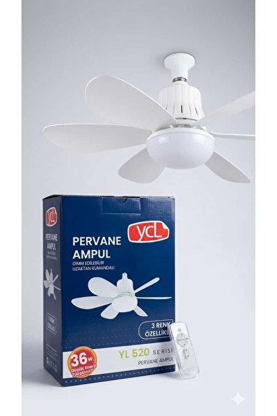 Fan Uzaktan Kumandalı 3 Renk Işık Verebilen 36W Ampul Vantilatör