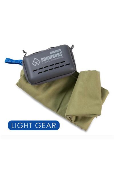 SURVIVOR Πετσέτα μικροφλις με θήκη μεταφοράς Light Gear Survivors Χακί