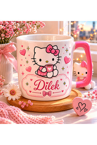 DKY Hello Kitty Pembe İsime Özel Kupa Bardak