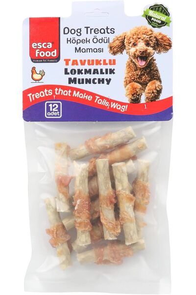 Yıldızan Terra Organic Esca Chicken Snack Munchy 6 Centimeters 12-Pack Dog Tr...