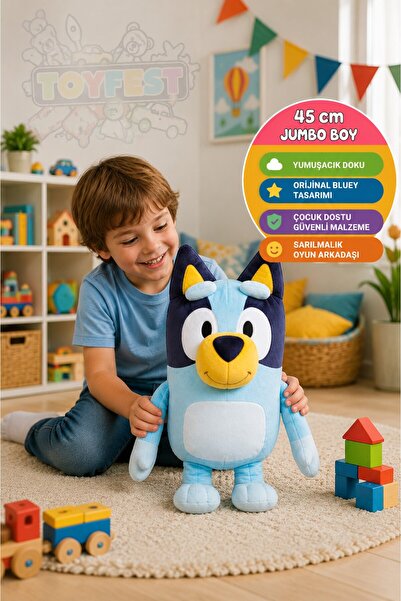TOYFEST Bluey Peluş Oyuncak Jumbo Lisanslı Büyük Boy Yumuşak Sarılmalık Çocuk...