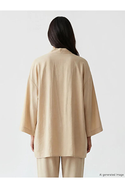 LC Waikiki Beige Shawl Collar Oversize Women's Kimono