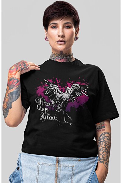 SEVBANO Tricou supradimensionat unisex cu imprimeu Three Days Grace Rock Meta...