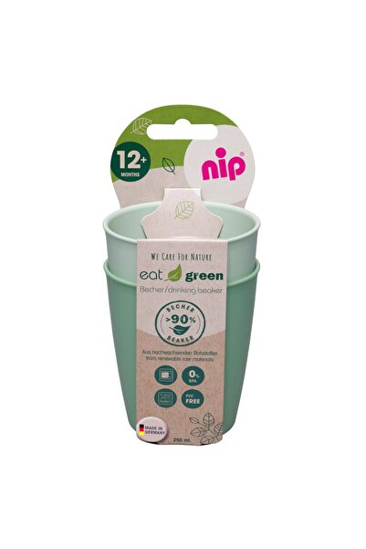 Nip Комплект от 2 броя бебешки чаши за пиене Eat Green, изработени от биоплас...