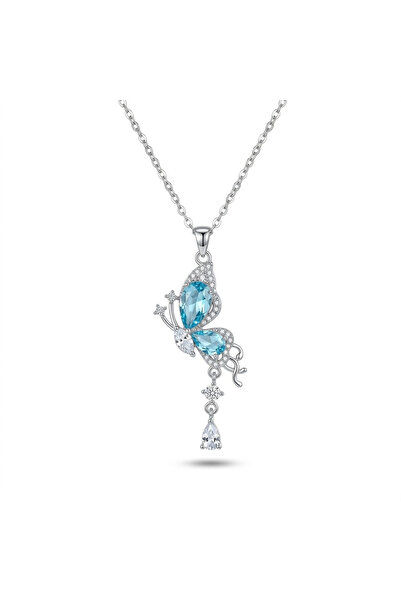 h&b design jewel Çelik Mavi Kelebek Kolye