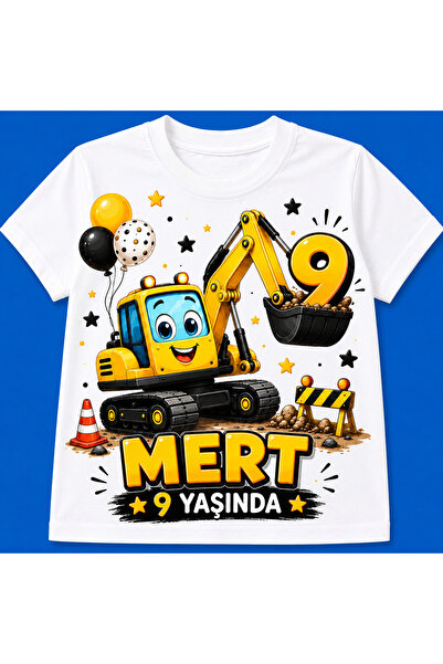 MiniHouse KEPÇE TEMALI DOĞUM GÜNÜ İSME ÖZEL KİŞİSELLEŞTİRİLMİŞ T-Shirt %100 P...