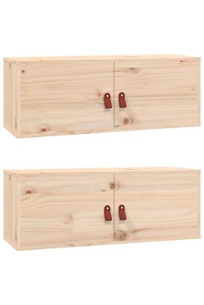 vidaxl Wall cabinets, 2 pcs., 80x30x30 cm, solid pine wood