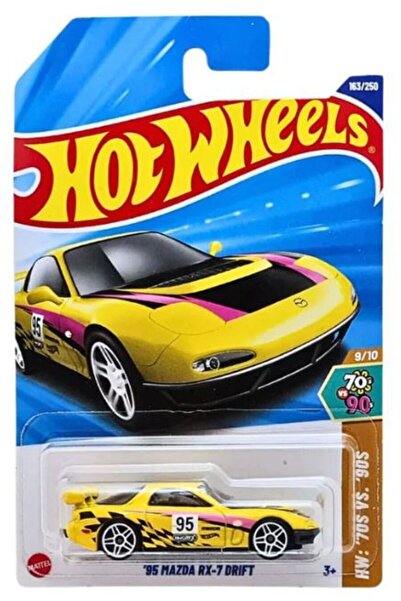 HOT WHEELS '95 Mazda RX-7 Drift - Sarı (1/64) Uzun Kartonet - HYY95