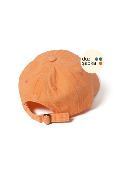 düz şapka studio Flat Hat |   Light Orange Washed Cap - Minimalist, Logo-Free and Text-Free