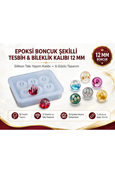 MERGAF EPOKSİ BONCUK ŞEKİLLİ TESBİH & BİLEKLİK KALIBI 12 MM
