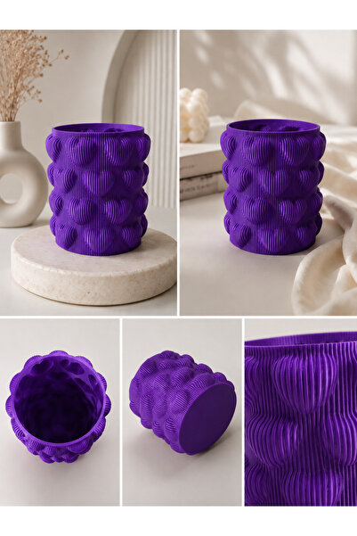 Alvera3D Purple Heart Textured Decorative 3D Design Vase