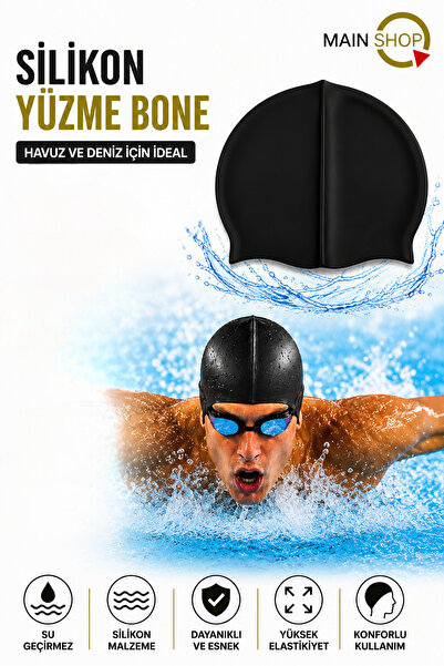 MAİN SHOP Silicone Swimming Cap - Waterproof Flexible Pool and Sea Cap M-Cap